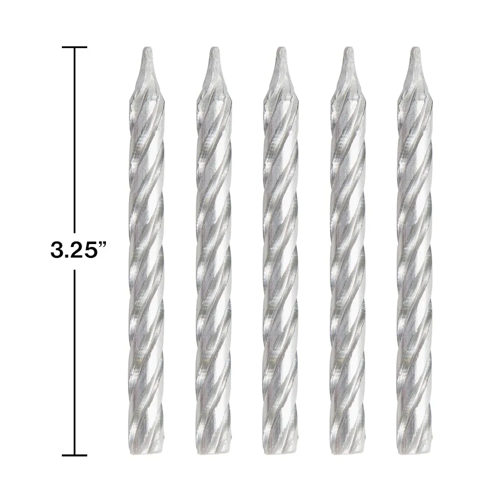 Silver Spiral Birthday Candles