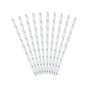 Silver Star Paper Straws 10ct