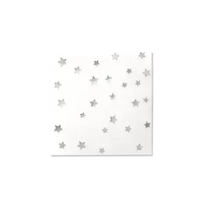 Silver Stars Dessert Napkins 25ct
