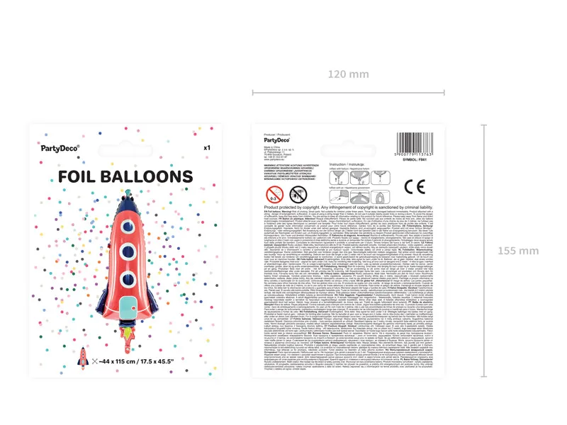 Space Rocket Foil Balloon 45.5in