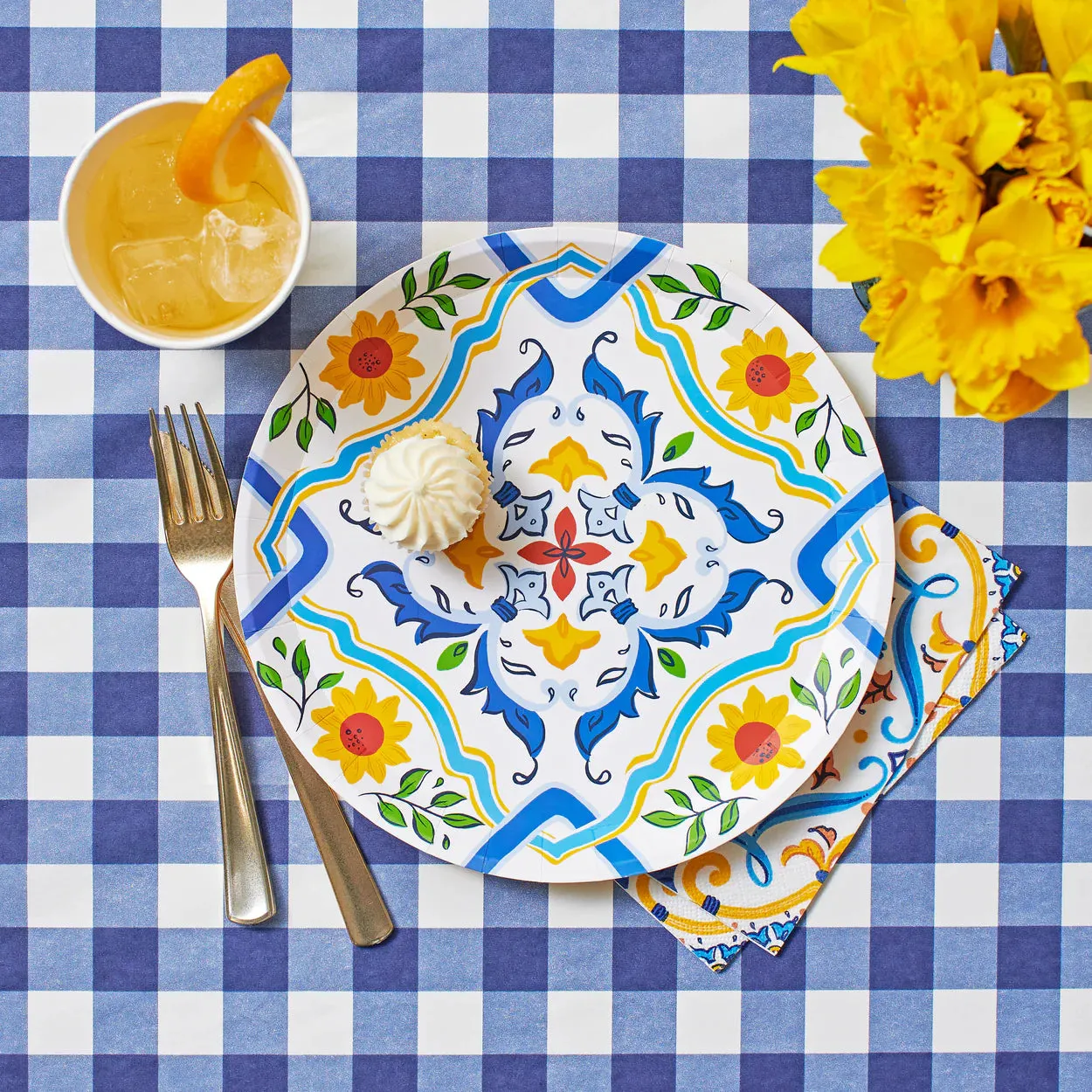 Spanish Yellow & Blue Dessert Napkins 25ct