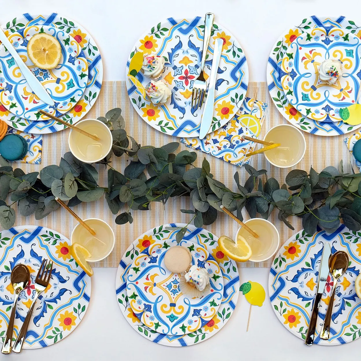 Spanish Yellow & Blue Dessert Napkins 25ct