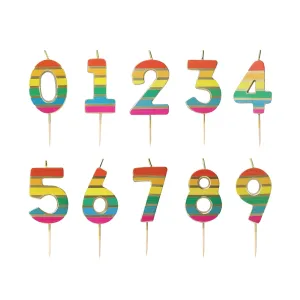 Striped Rainbow Number Birthday Candle