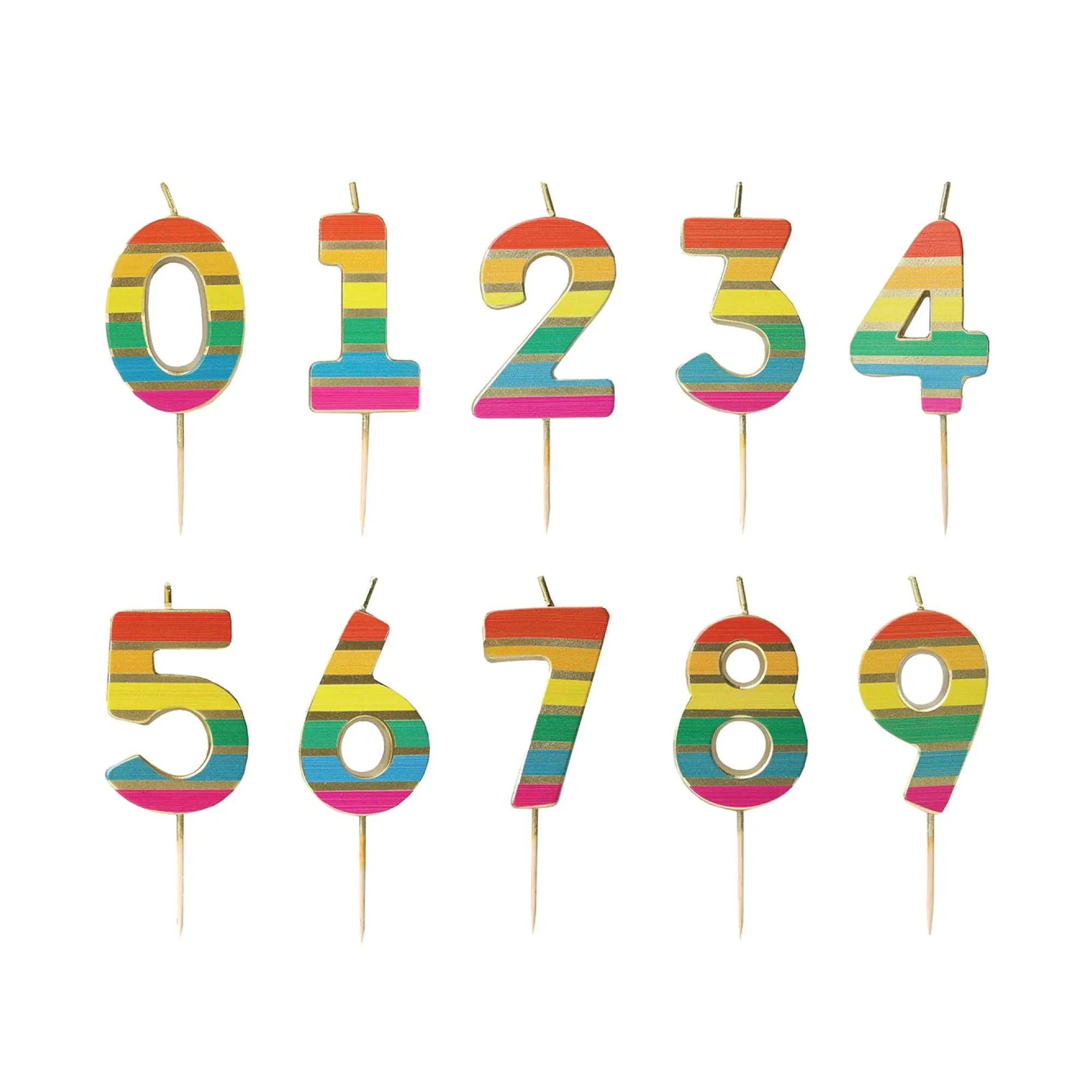 Striped Rainbow Number Birthday Candle