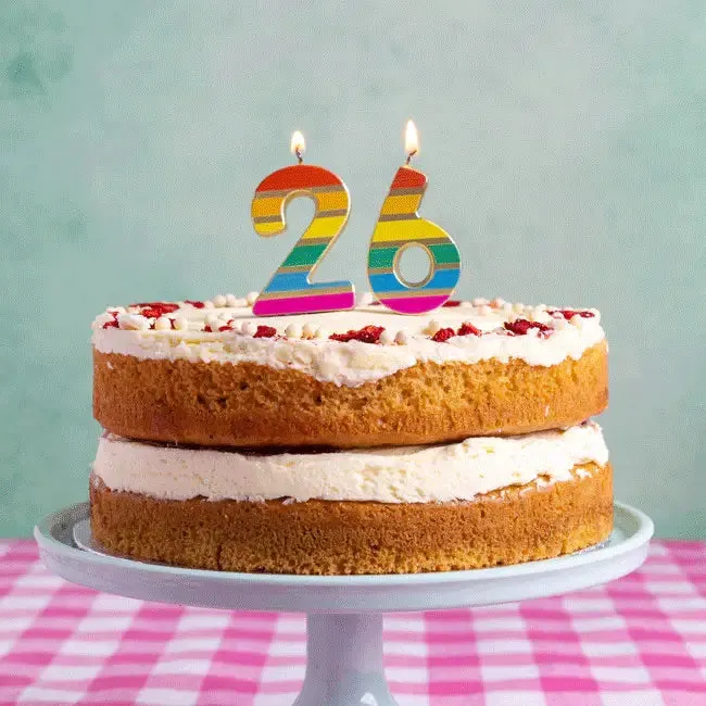 Striped Rainbow Number Birthday Candle