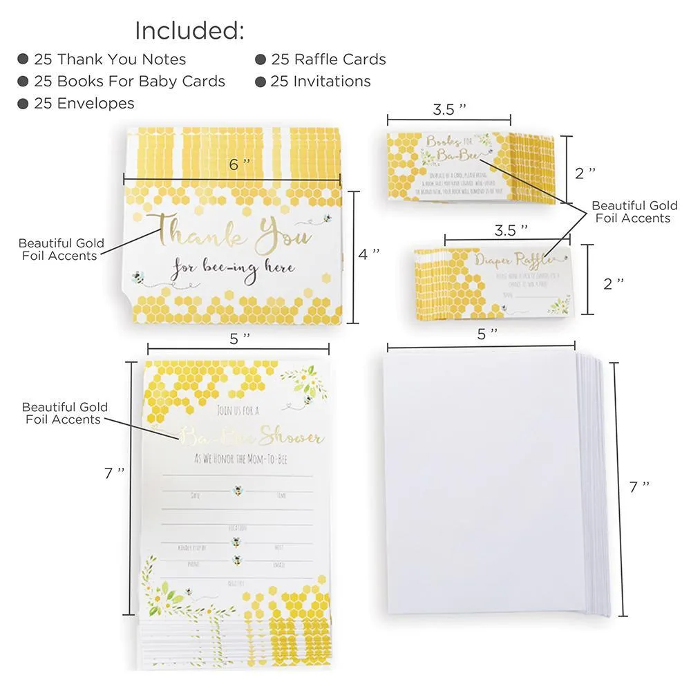 Sweet as Can Bee Invitations & Thank You Card Set 25ct