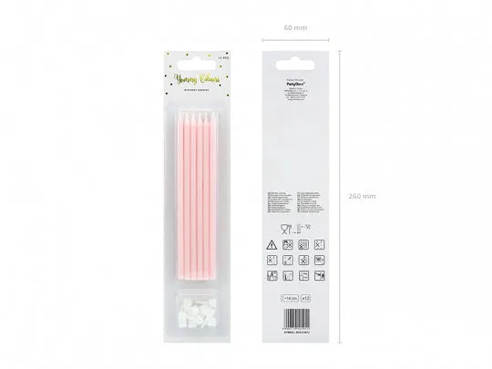 Tall Light Pink Birthday Candles 12ct