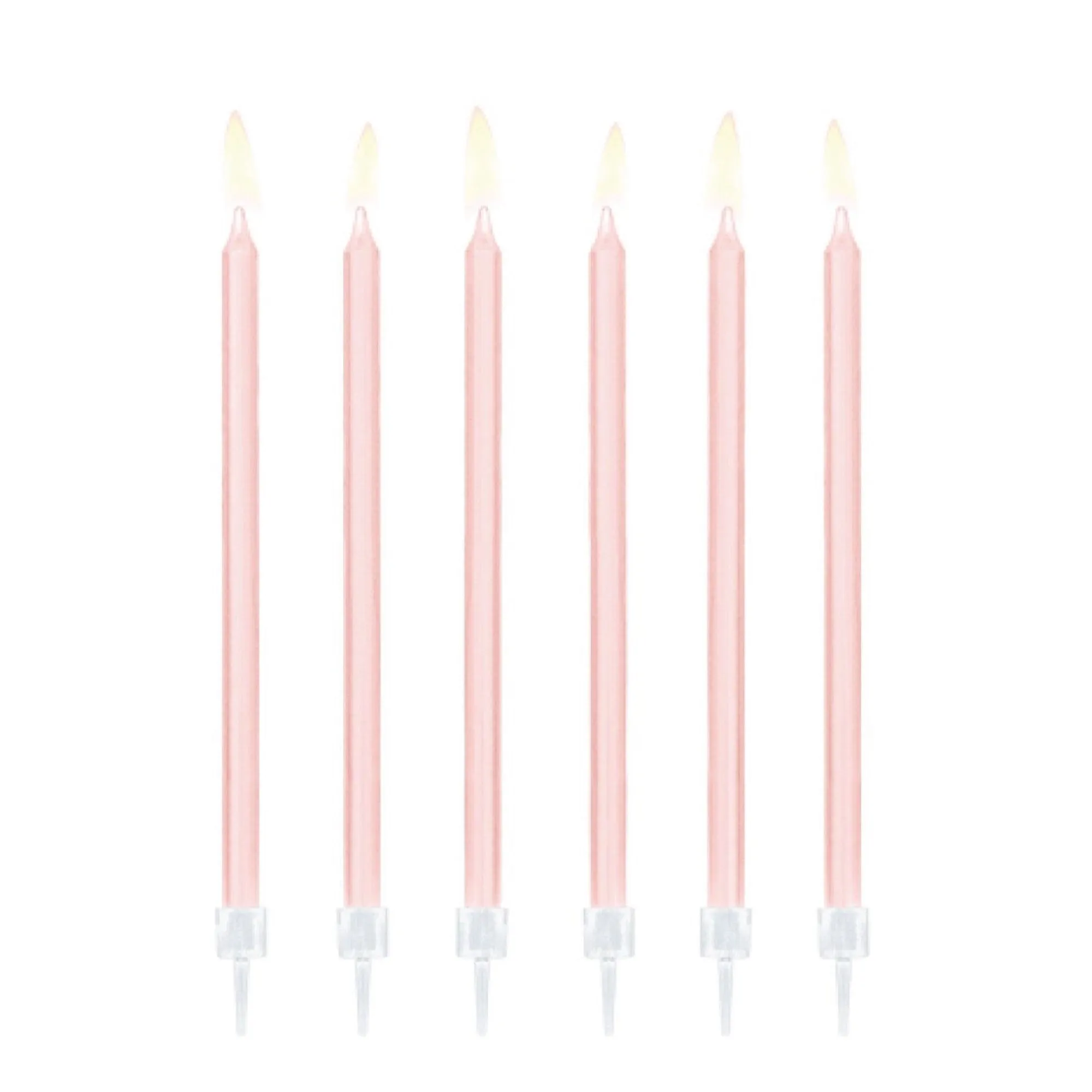 Tall Light Pink Birthday Candles 12ct