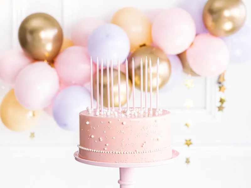 Tall Light Pink Birthday Candles 12ct