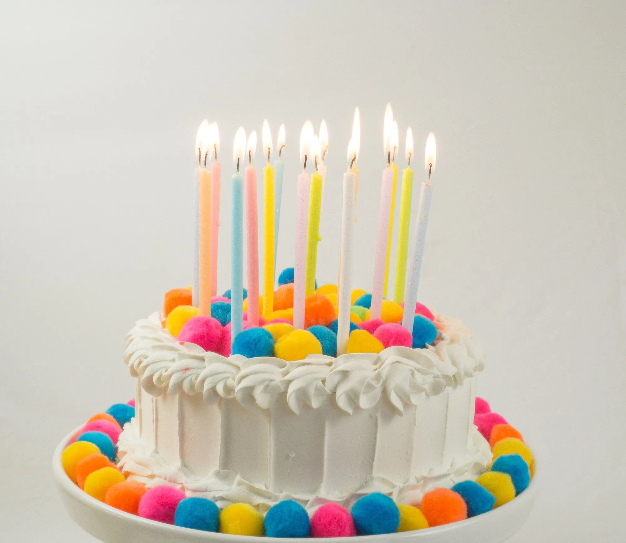 Tall Pastel Rainbow Glitter Birthday Candles