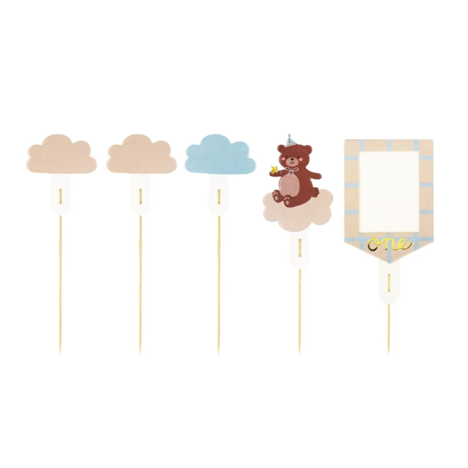 Teddy Bear 1st Birthday Cake Toppers 5ct