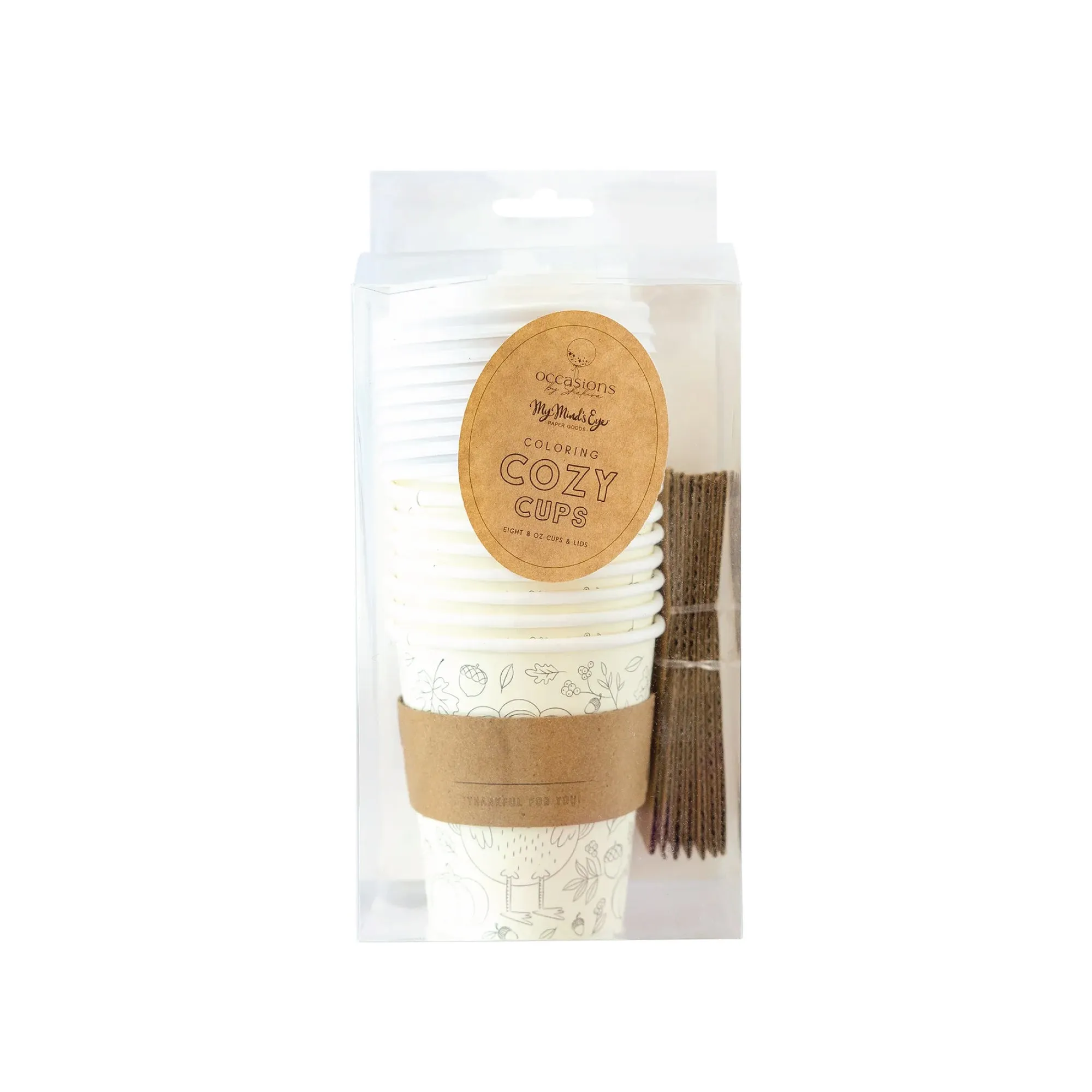 Thankful For You Mini Coffee Cups & Lids 8ct