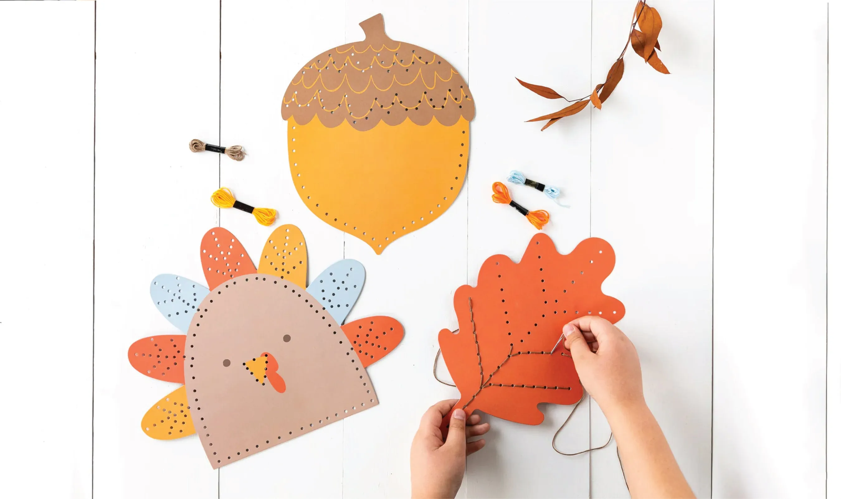 Thanksgiving Sewing Cards for Kids 3ct