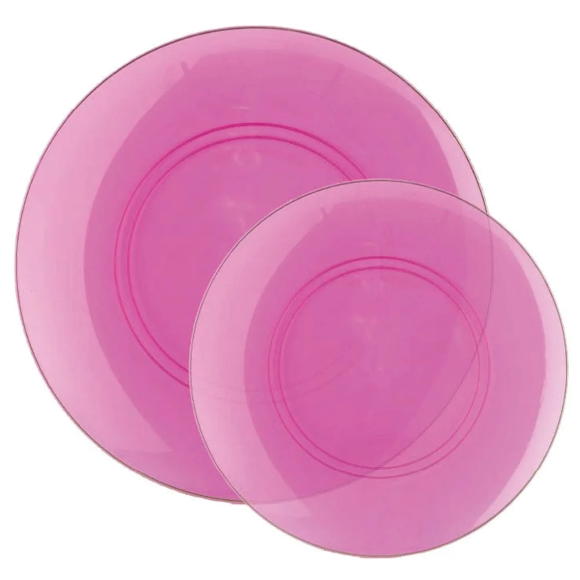 Transparent Hot Pink & Gold Rim Plastic Dessert Plates 10ct