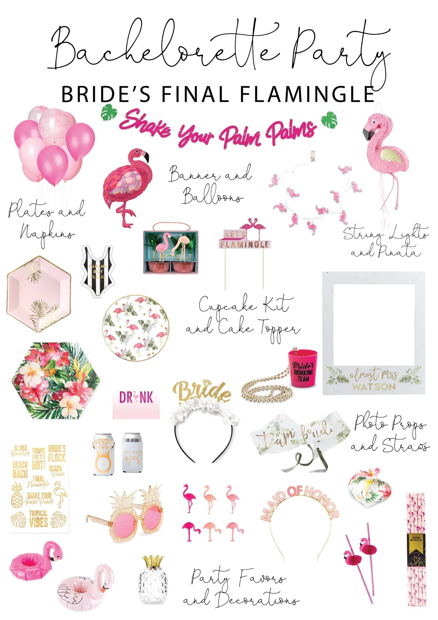 Tropical Bachelorette Temporary Tattoos 10ct