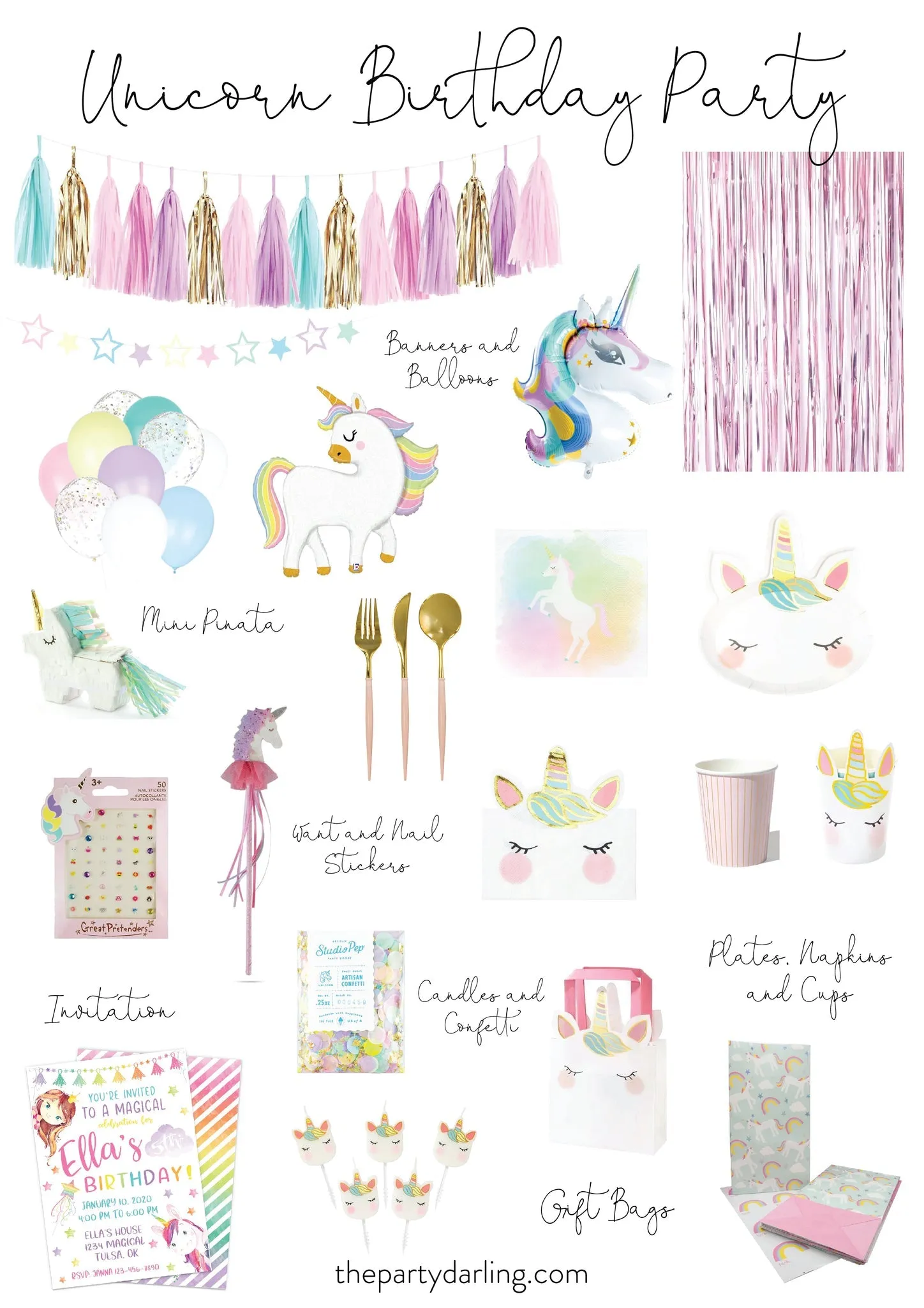 Unicorn Treat Bags with Stickers 8ct