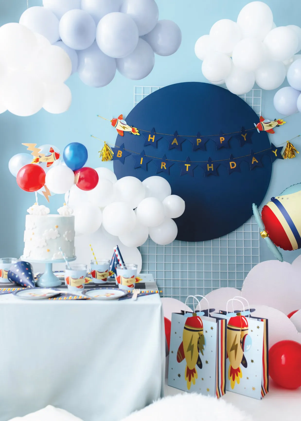 Vintage Airplane Happy Birthday Banner 8ft