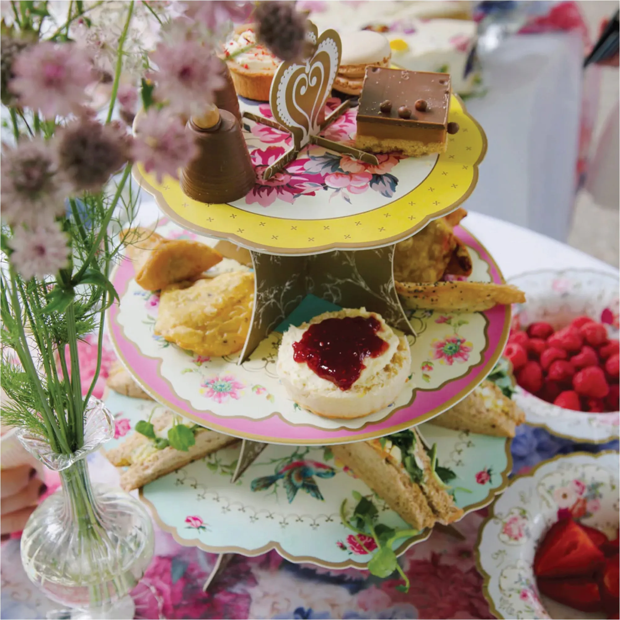 Vintage Floral Tea Party Reversible Cupcake Stand