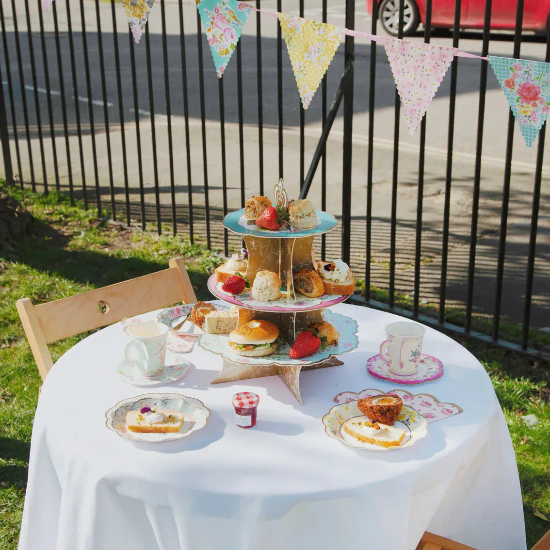 Vintage Floral Tea Party Reversible Cupcake Stand