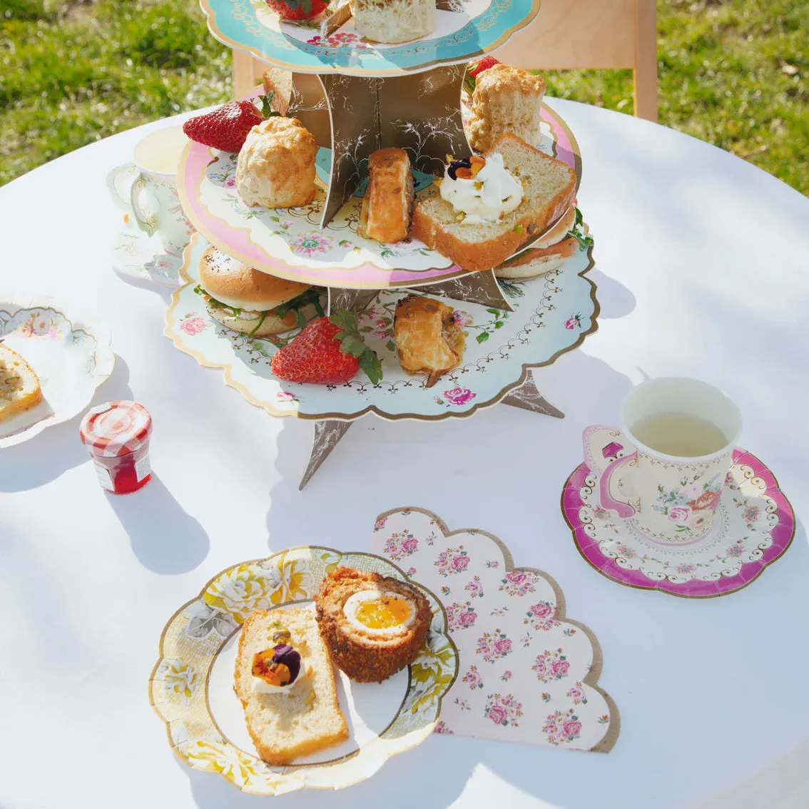 Vintage Floral Tea Party Reversible Cupcake Stand
