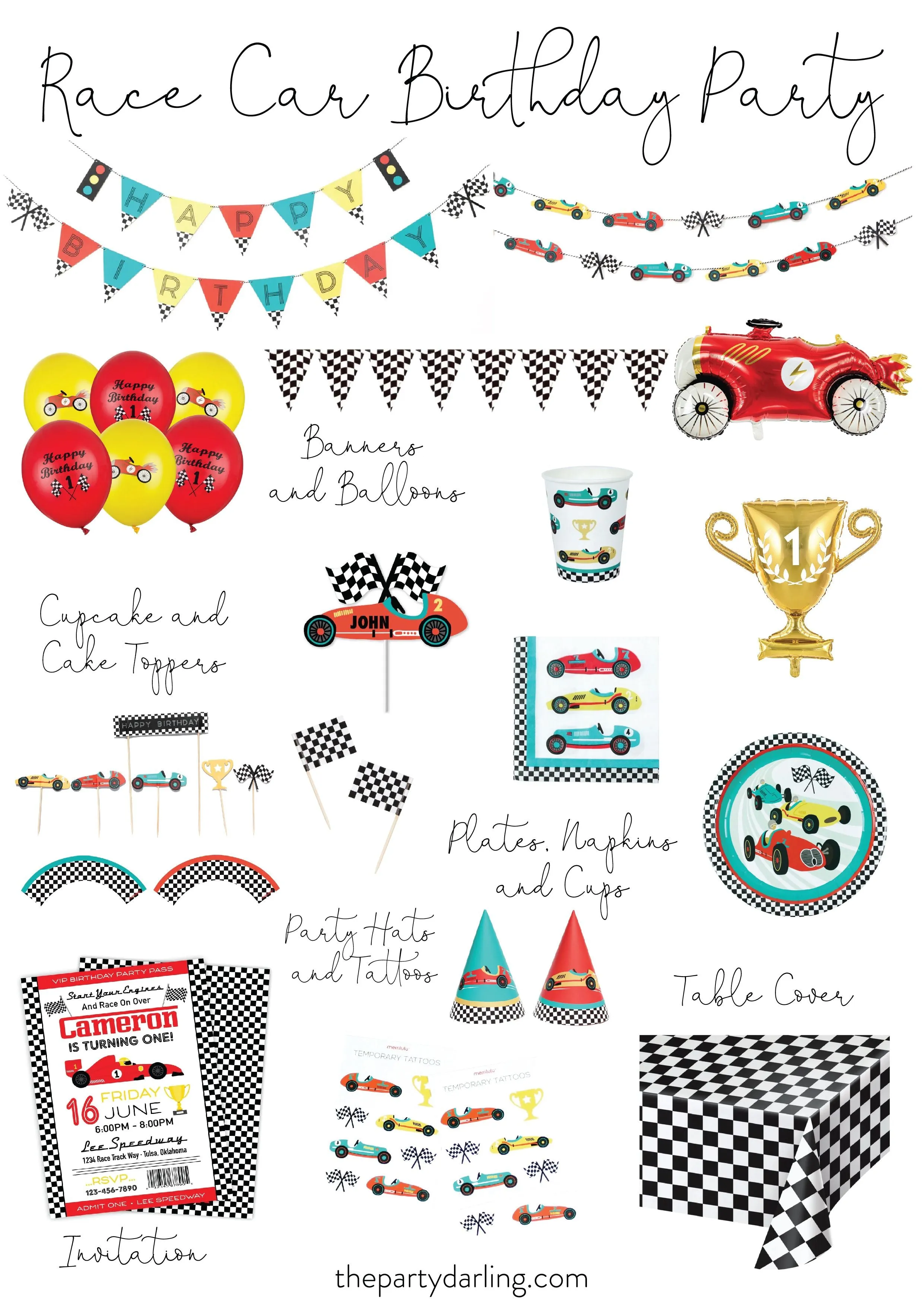 Vintage Race Car Cupcake Toppers & Wrappers