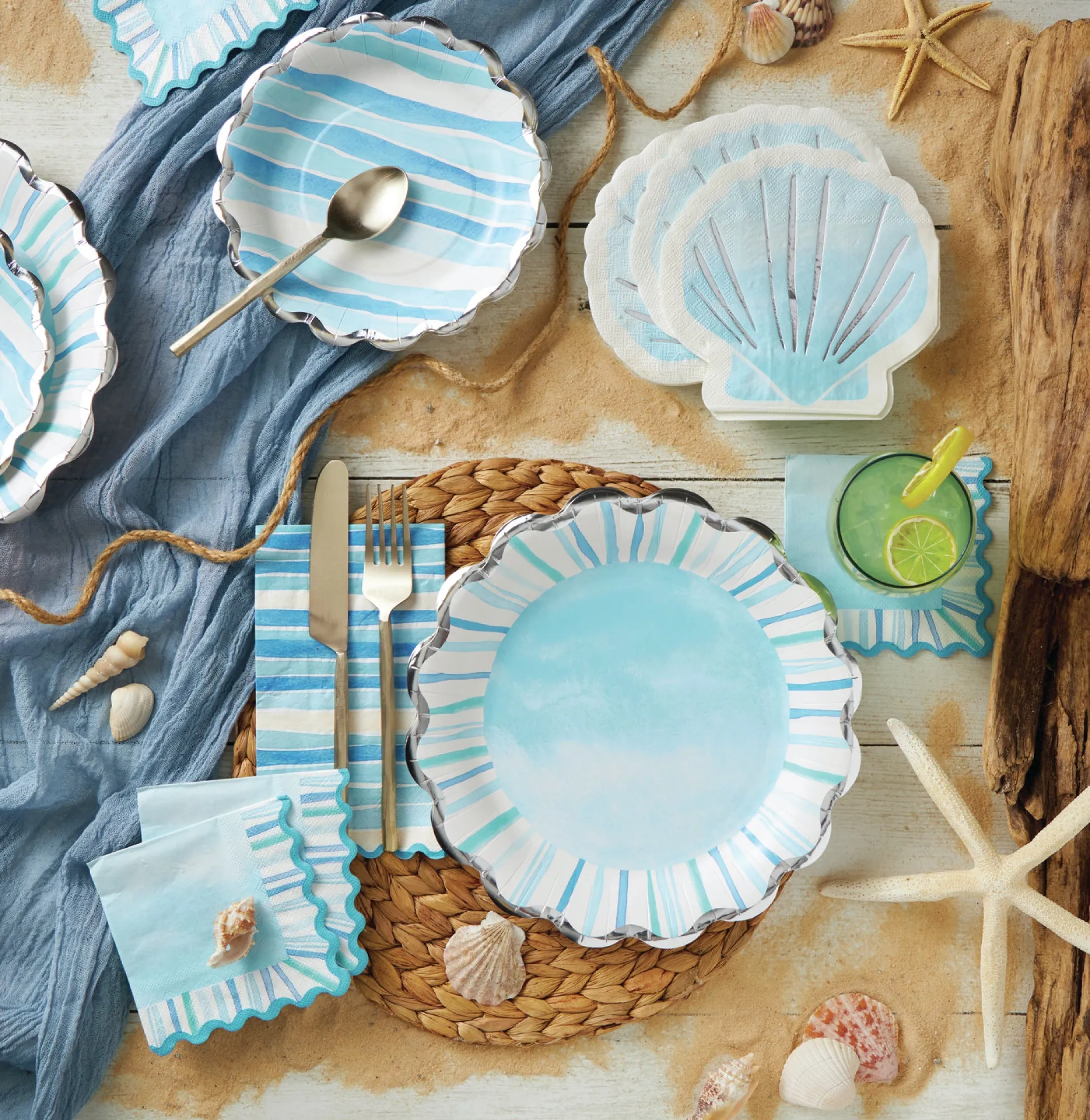 Watercolor Coastal Dinner Plates 8ct