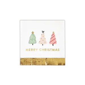 Whimsical Merry Christmas Trees Dessert Napkins 20ct