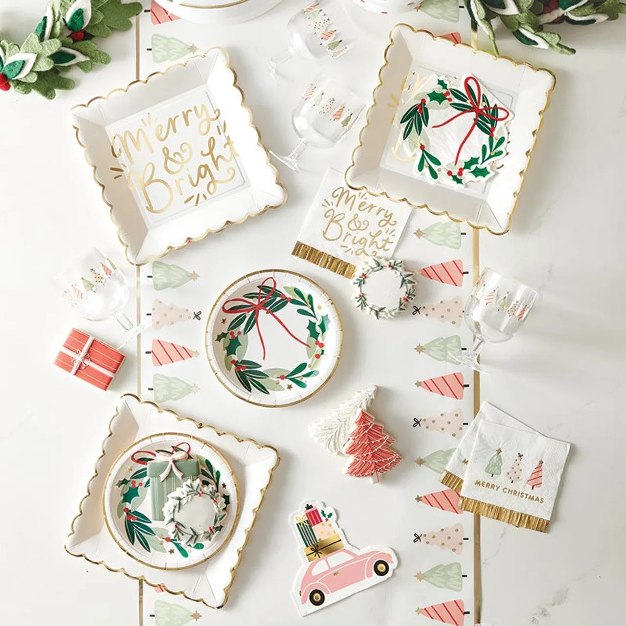 Whimsical Merry Christmas Trees Dessert Napkins 20ct
