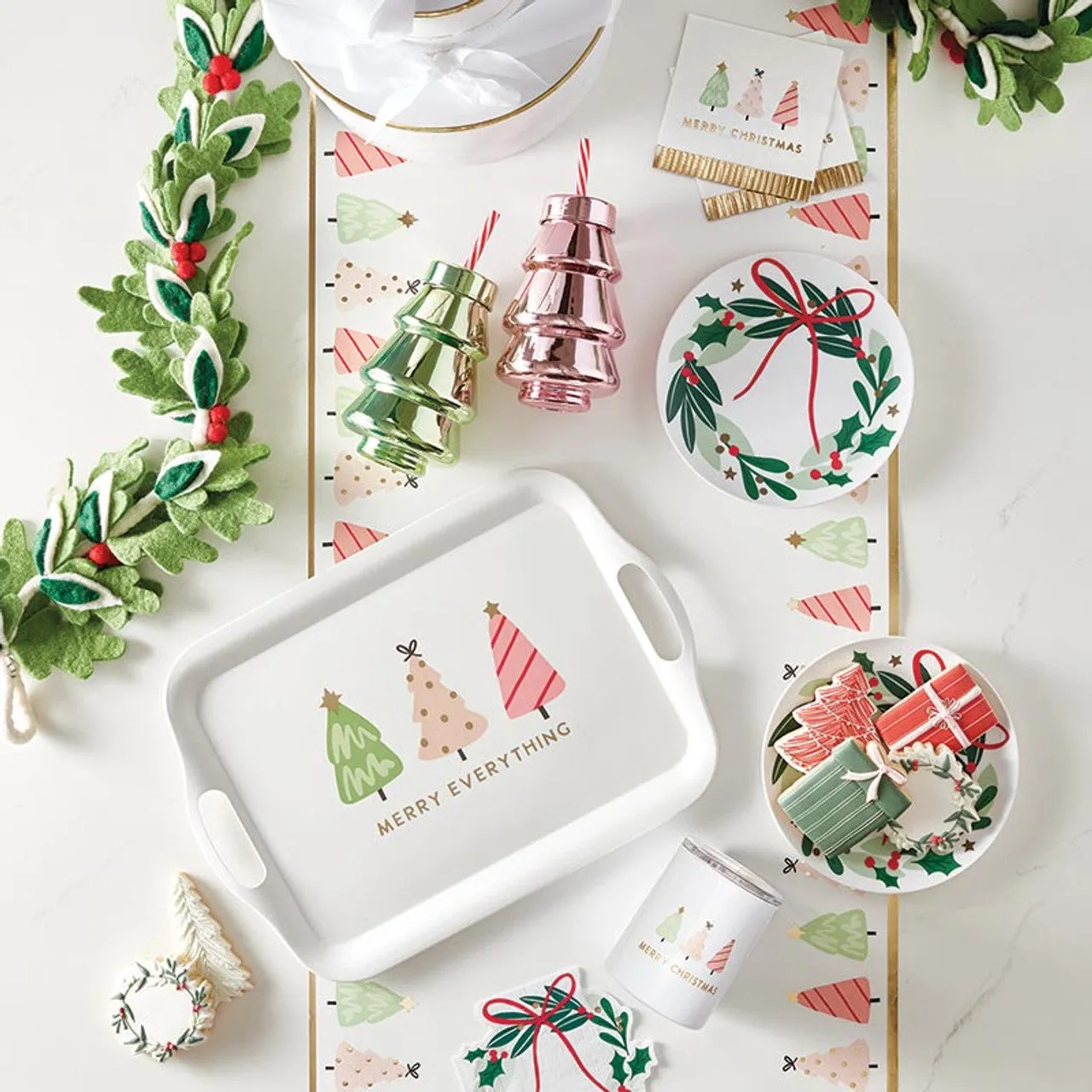Whimsical Merry Christmas Trees Dessert Napkins 20ct