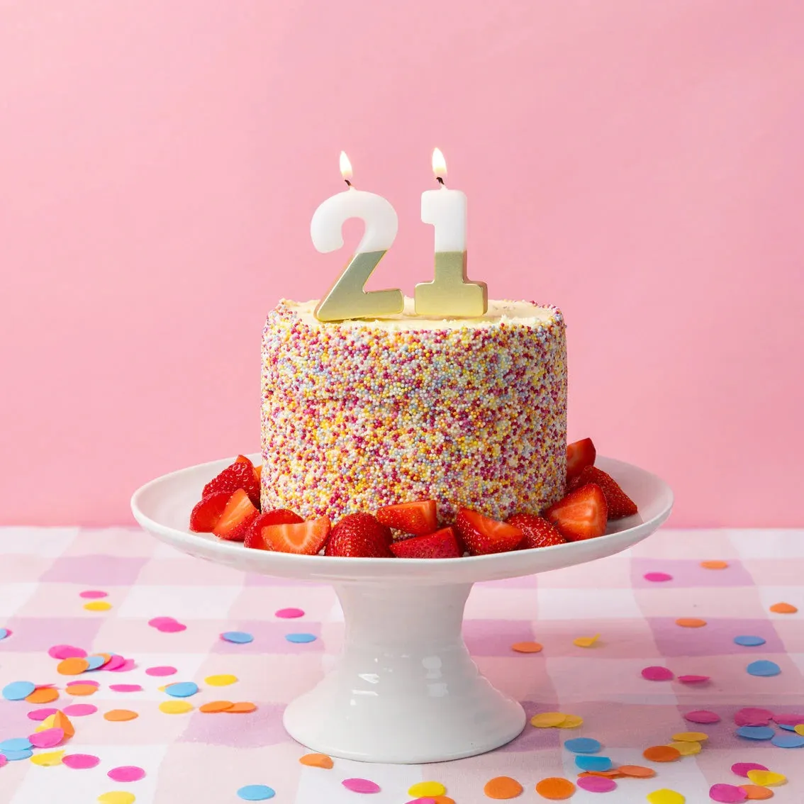 White & Gold Number Birthday Candle