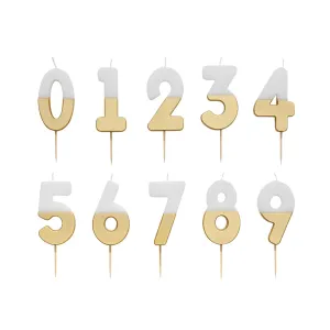 White & Gold Number Birthday Candle