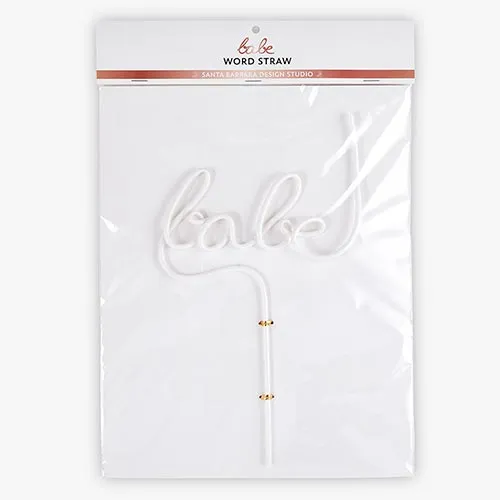 White Babe Plastic Word Straw 1ct