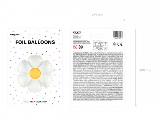 White Daisy Flower Foil Balloon 28in