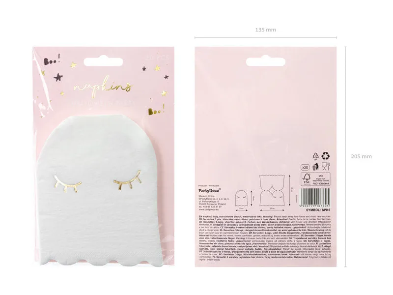 White Ghost Dessert Napkins 20ct