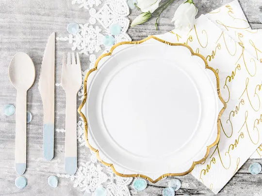 White Gold-Trimmed Scalloped Dessert Plates 6ct