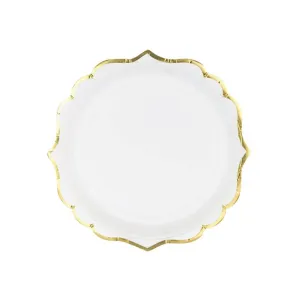 White Gold-Trimmed Scalloped Dessert Plates 6ct