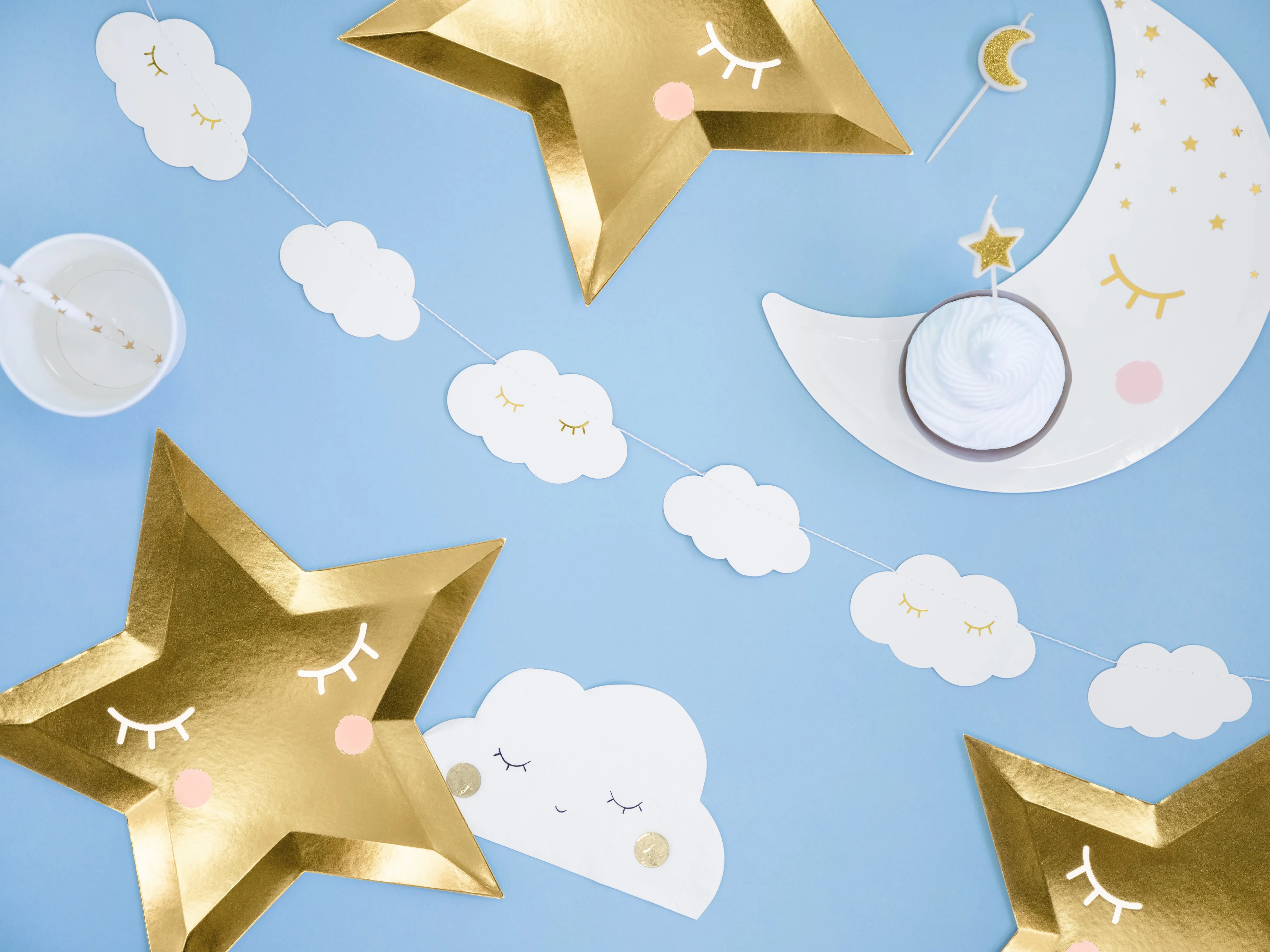 White Happy Clouds Garland 8.75ft