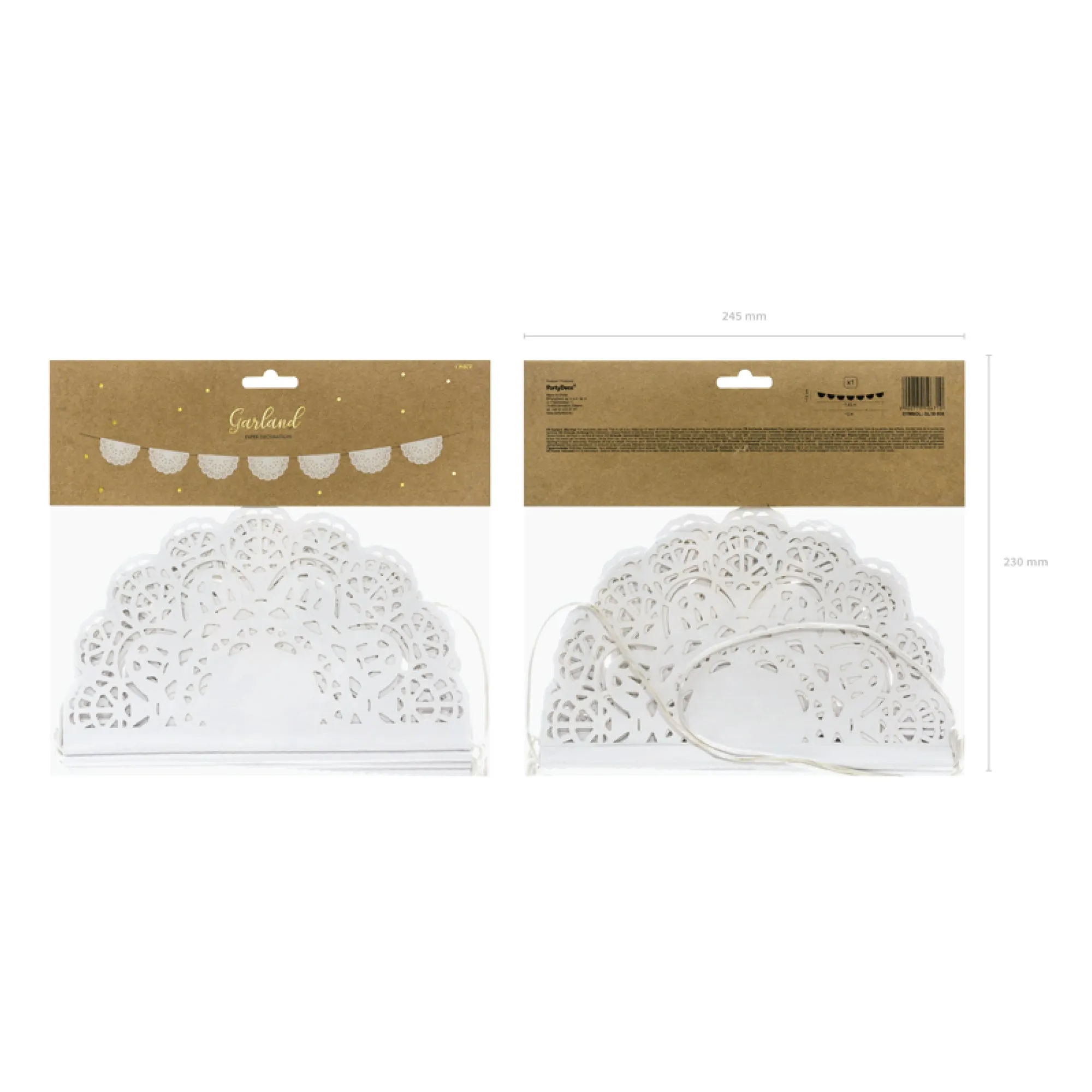 White Paper Doily Lace Garland 6ft