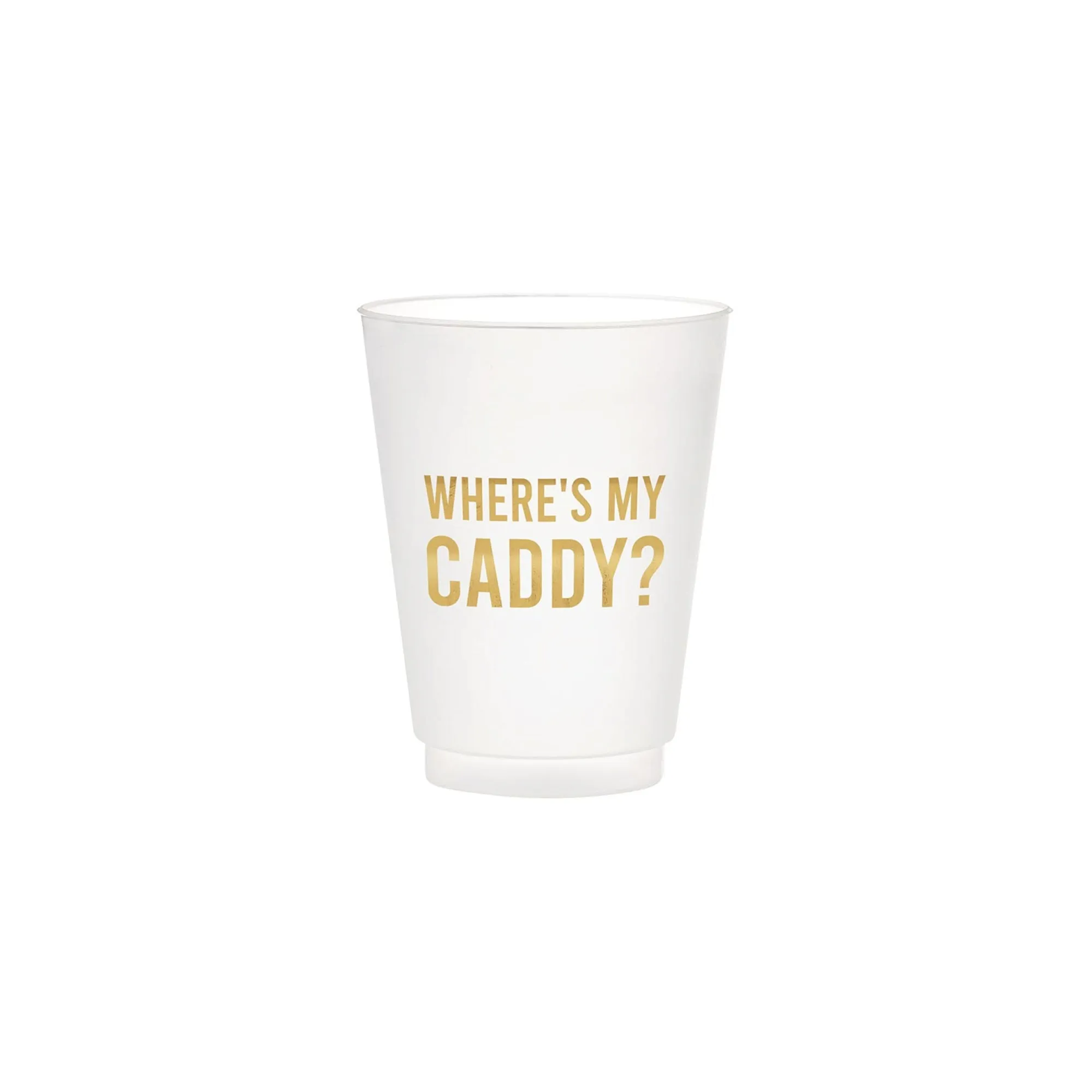 White Where's My Caddy Frosted Plastic Cups 6ct