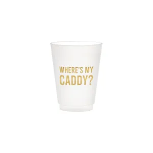 White Where's My Caddy Frosted Plastic Cups 6ct
