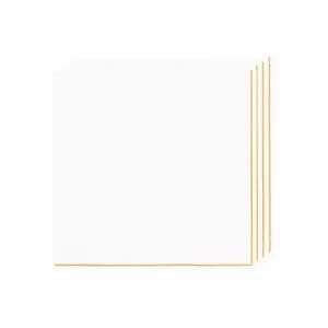 White with Gold Stripe Lunch Napkins 20ct