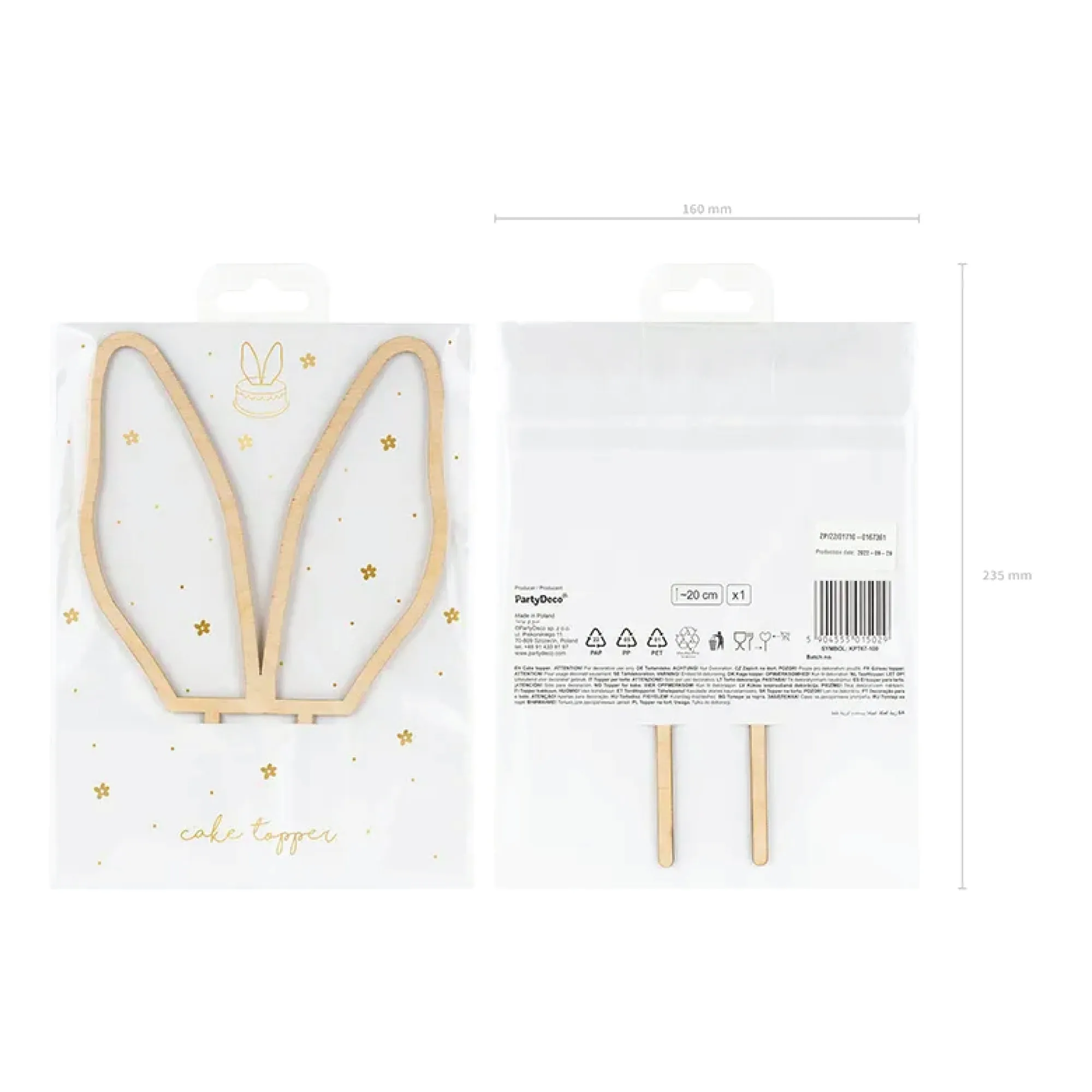 Wooden Bunny Ears Cake Topper