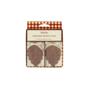 Wooden Pine Cone Napkin Tags 8ct