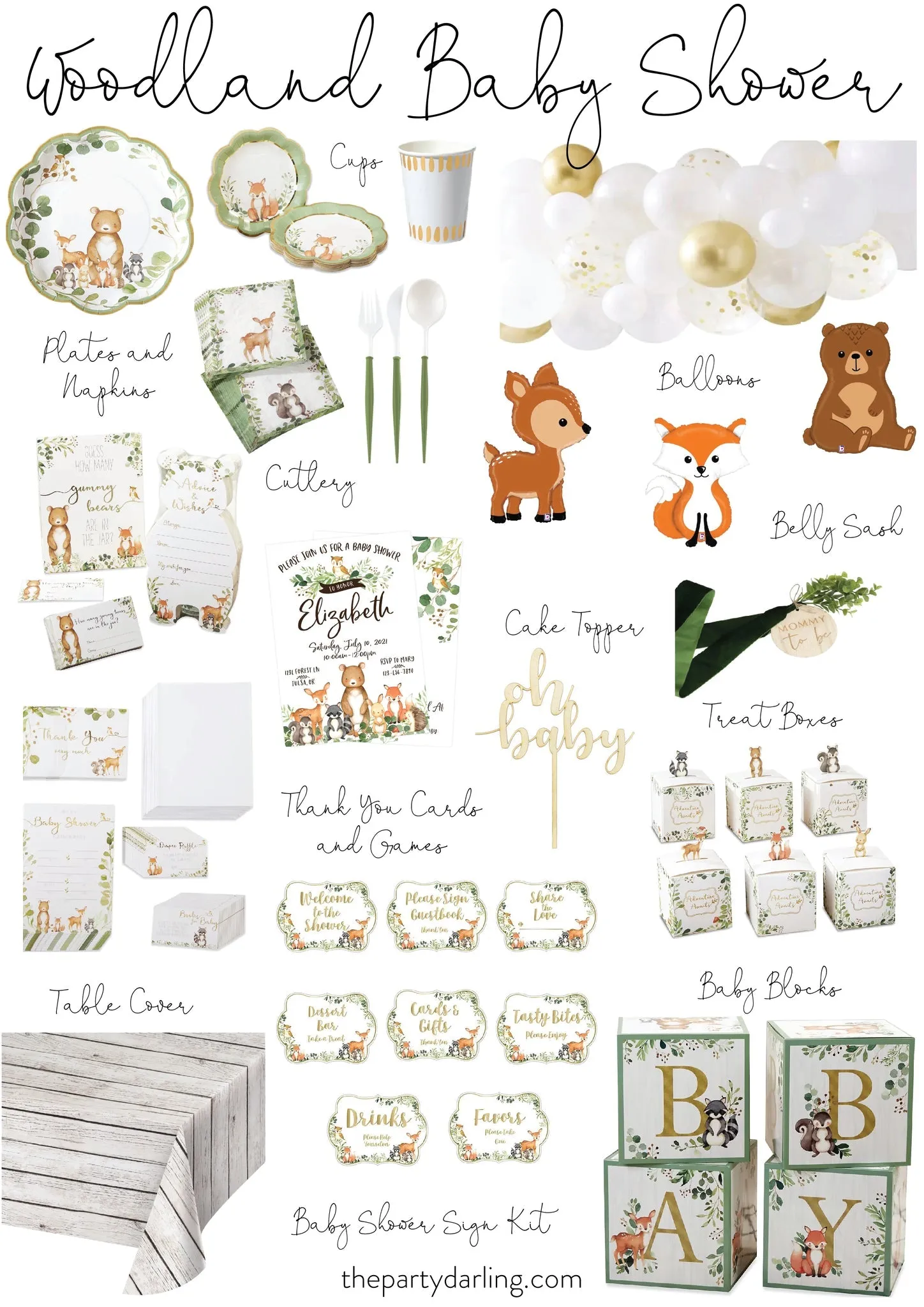 Woodland Baby Block Decorations