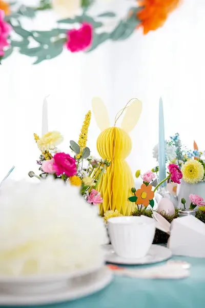 Yellow Bunny Honeycomb Decoration 12in